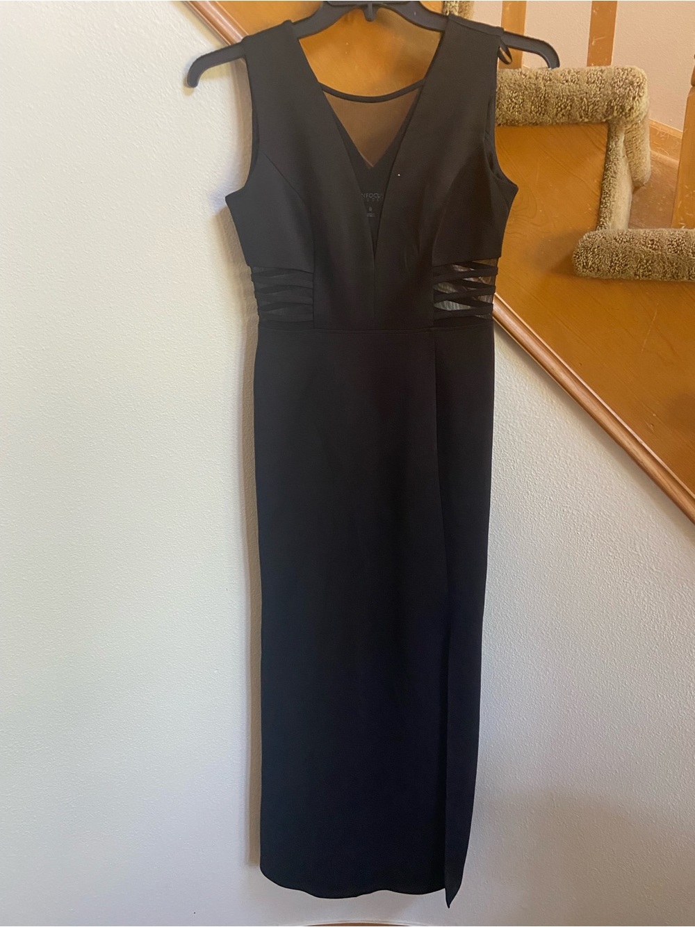 Enfocus Studio Cocktail/Formal Long Black Dress Illusion Tulle never worn size 6